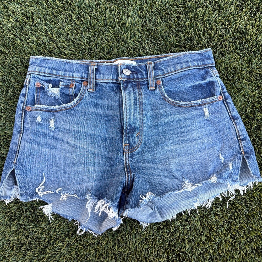 Abercrombie & Fitch Distressed Blue Denim Jean Shorts